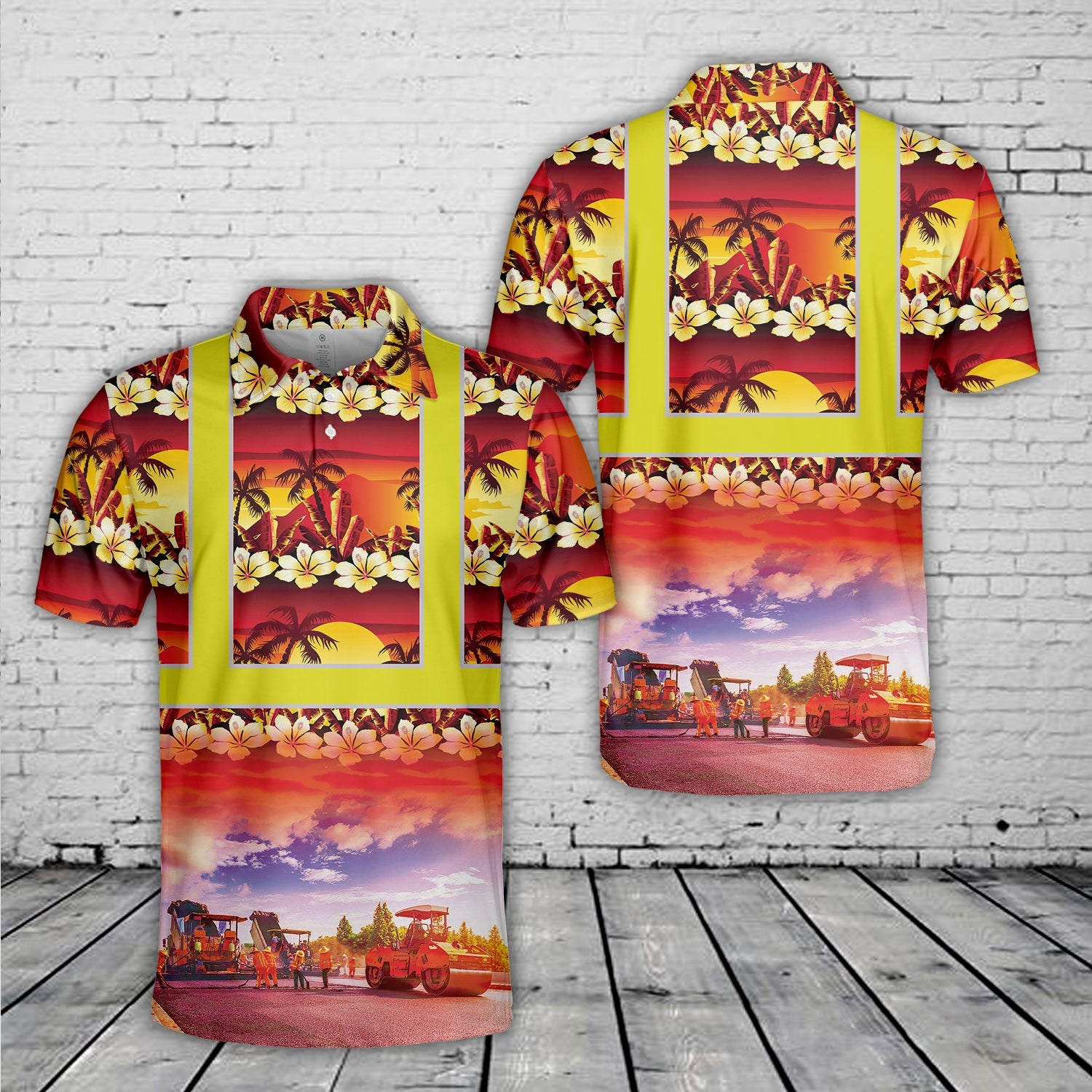 Highway Construction Tropical Polo Shirt