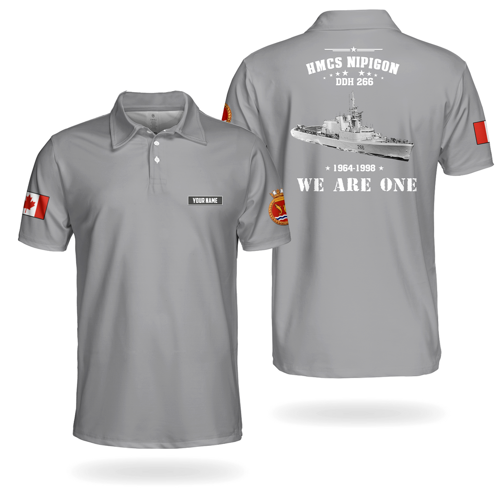 Custom Name Royal Canadian Navy RCN HMCS Nipigon (DDH 266) Annapolis-class Destroyer Polo Shirt
