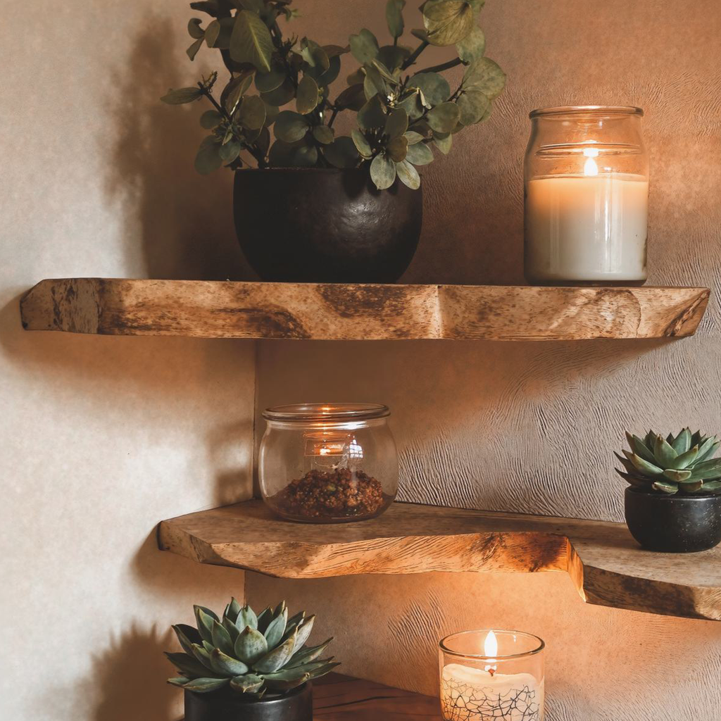 Live Edge Corner Bookshelf Decorations Wall CFSHCH023