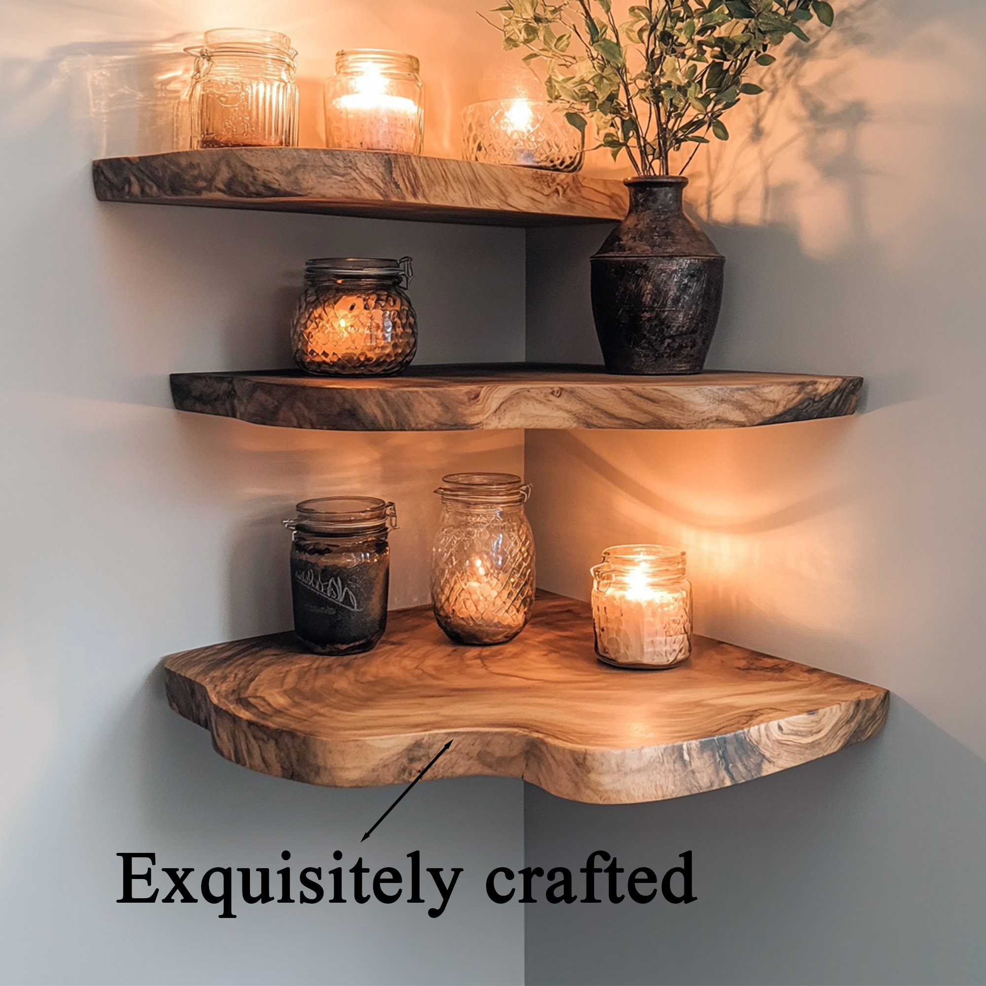 Walnut Wood Shelving Unit Corner Floating Shelf CFSHCH002