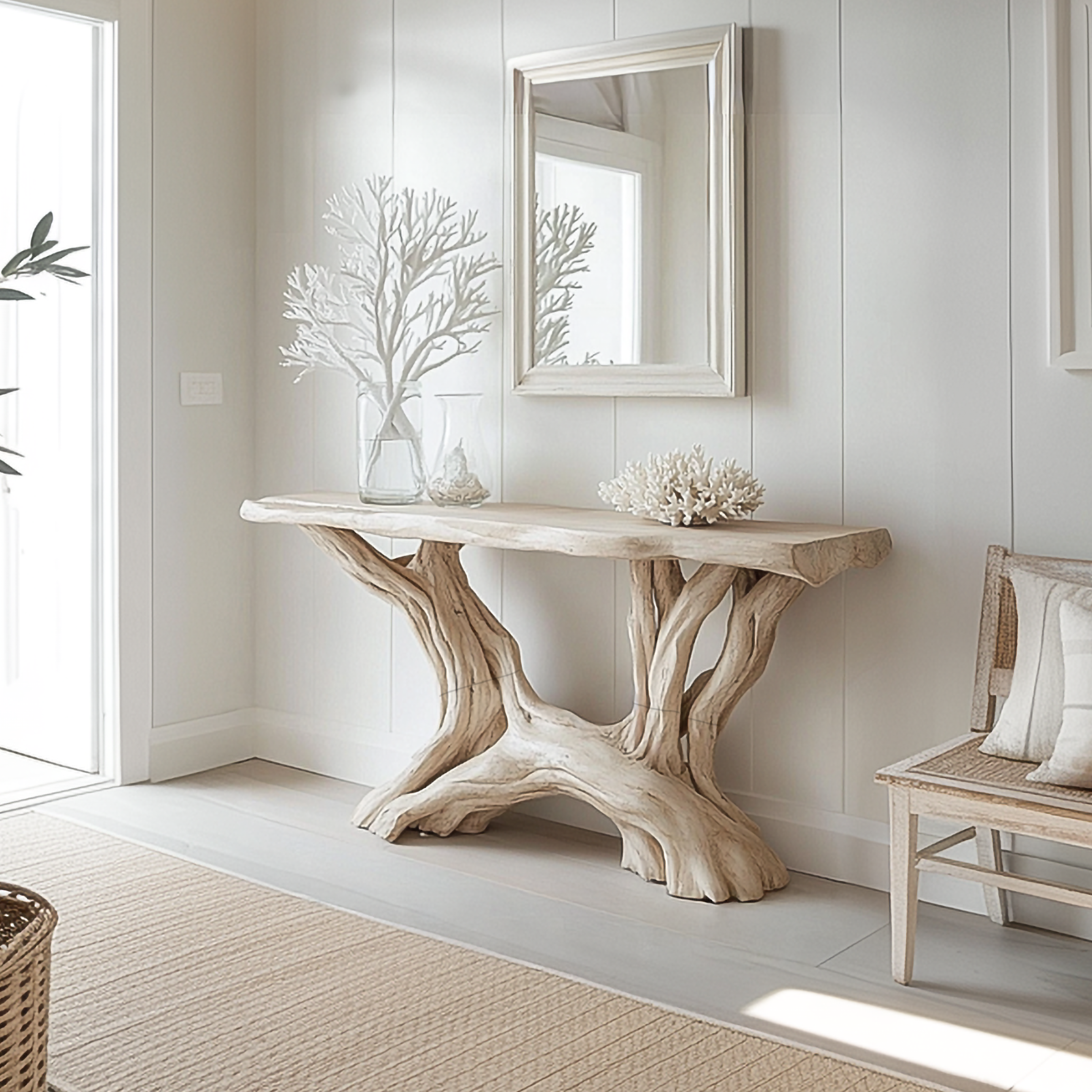 Coastal Rustic Organic Console Table Living Room And Entryway CTHCH-019