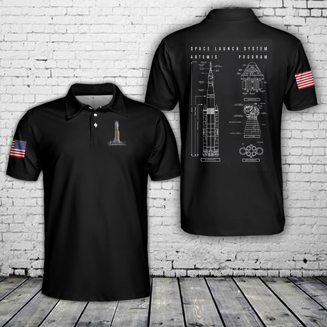 NASA Artemis SLS Moon Polo Shirt