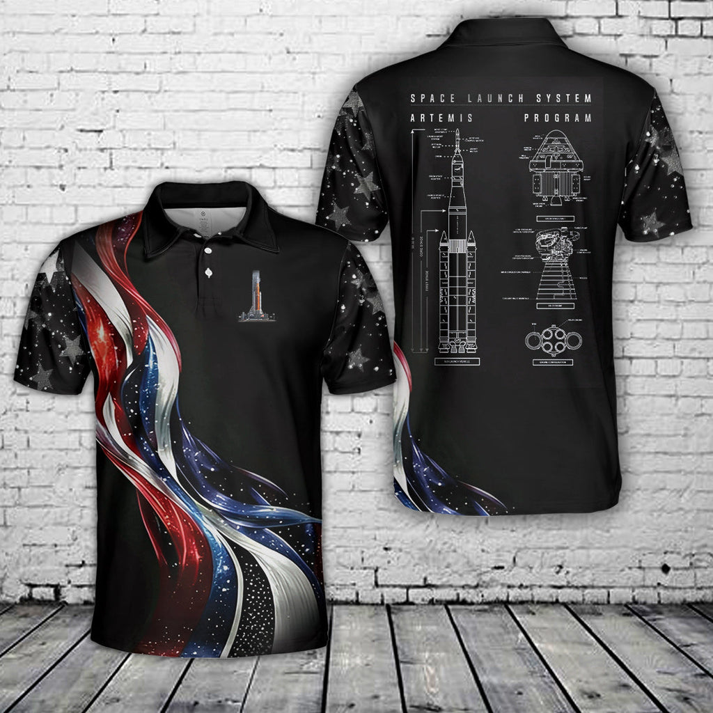 NASA Artemis SLS Moon Polo Shirt
