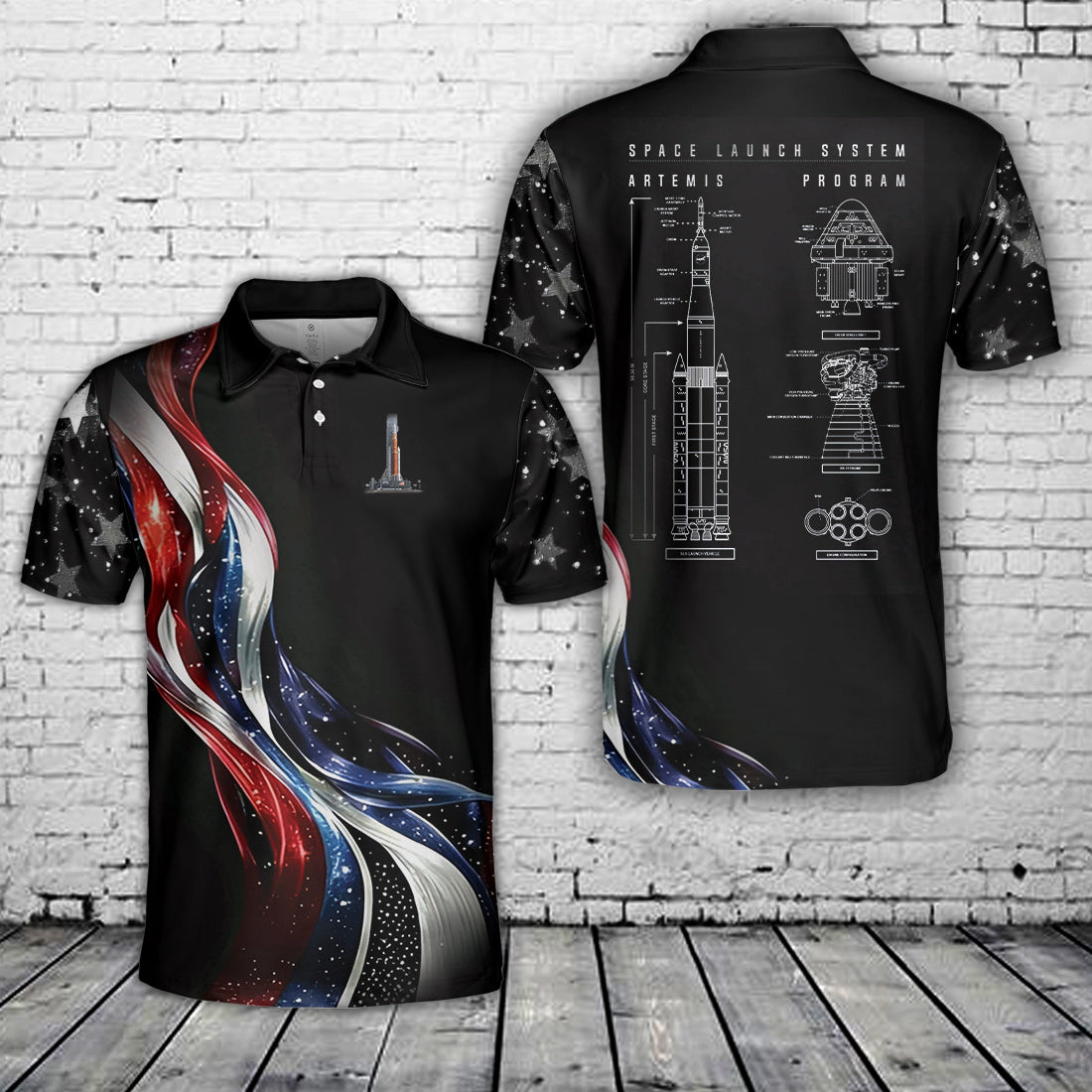 NASA Artemis SLS Moon Polo Shirt
