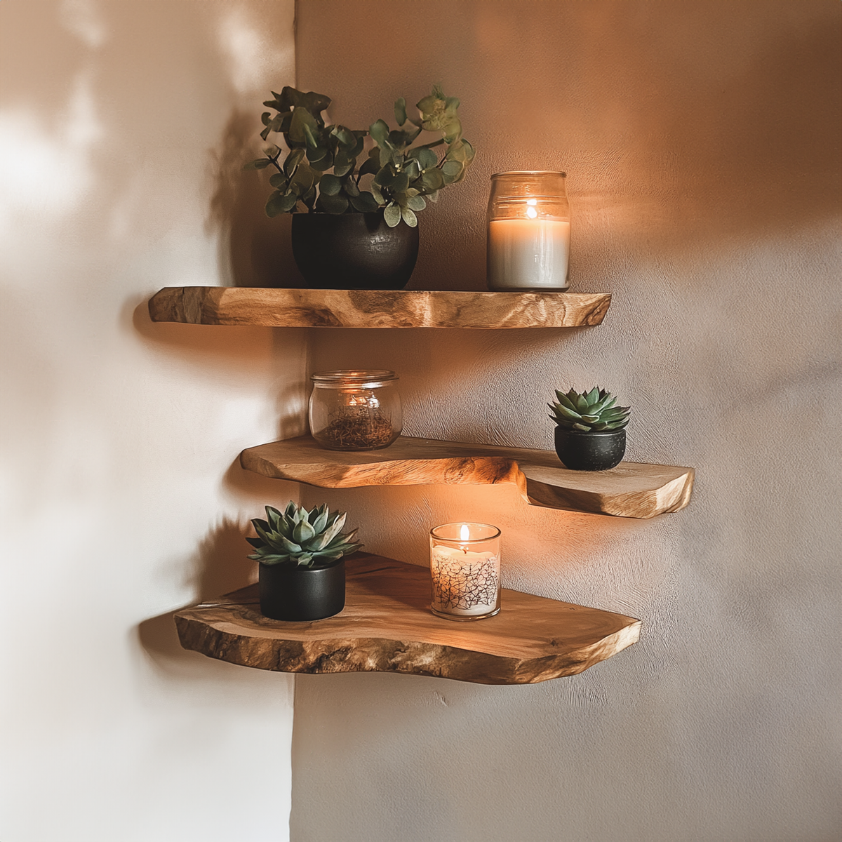 Live Edge Corner Bookshelf Decorations Wall CFSHCH023