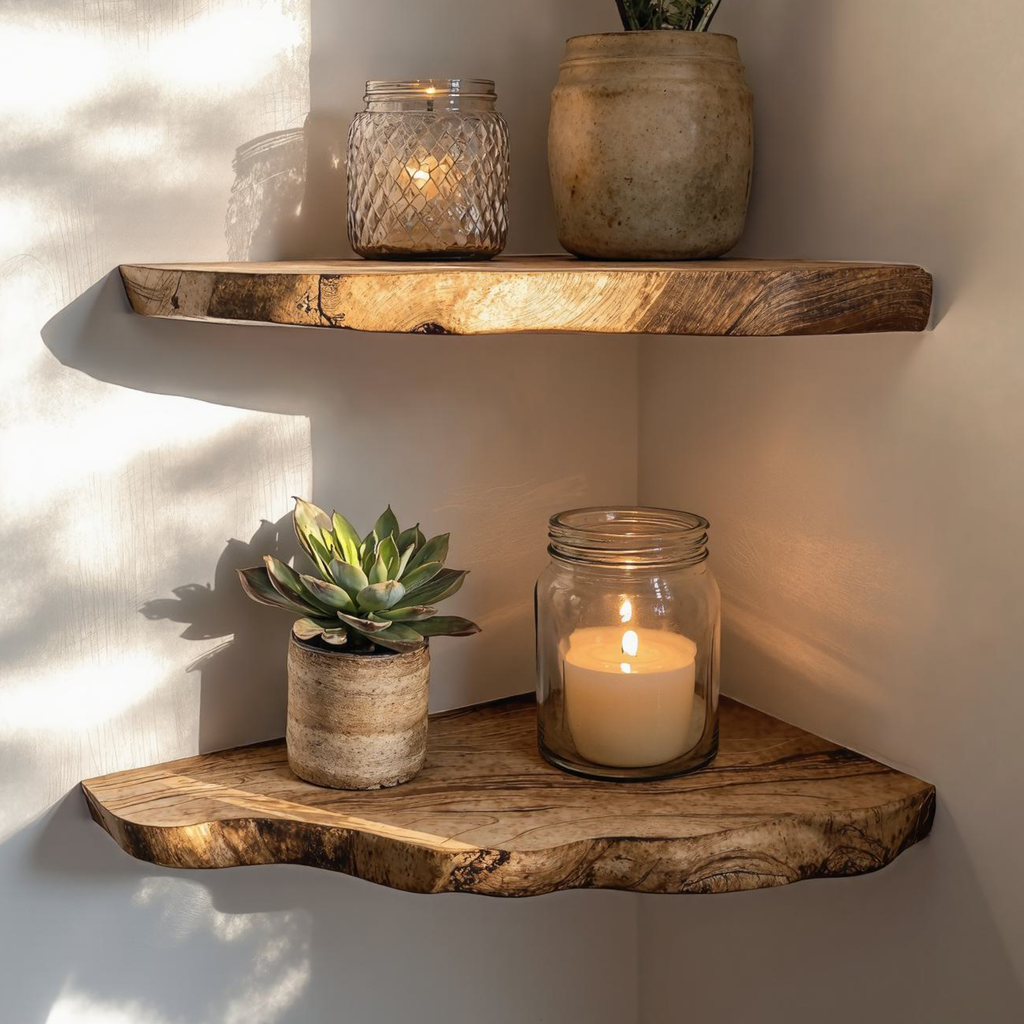 Wood Corner Floating Shelf Home Decor CFSHCH015
