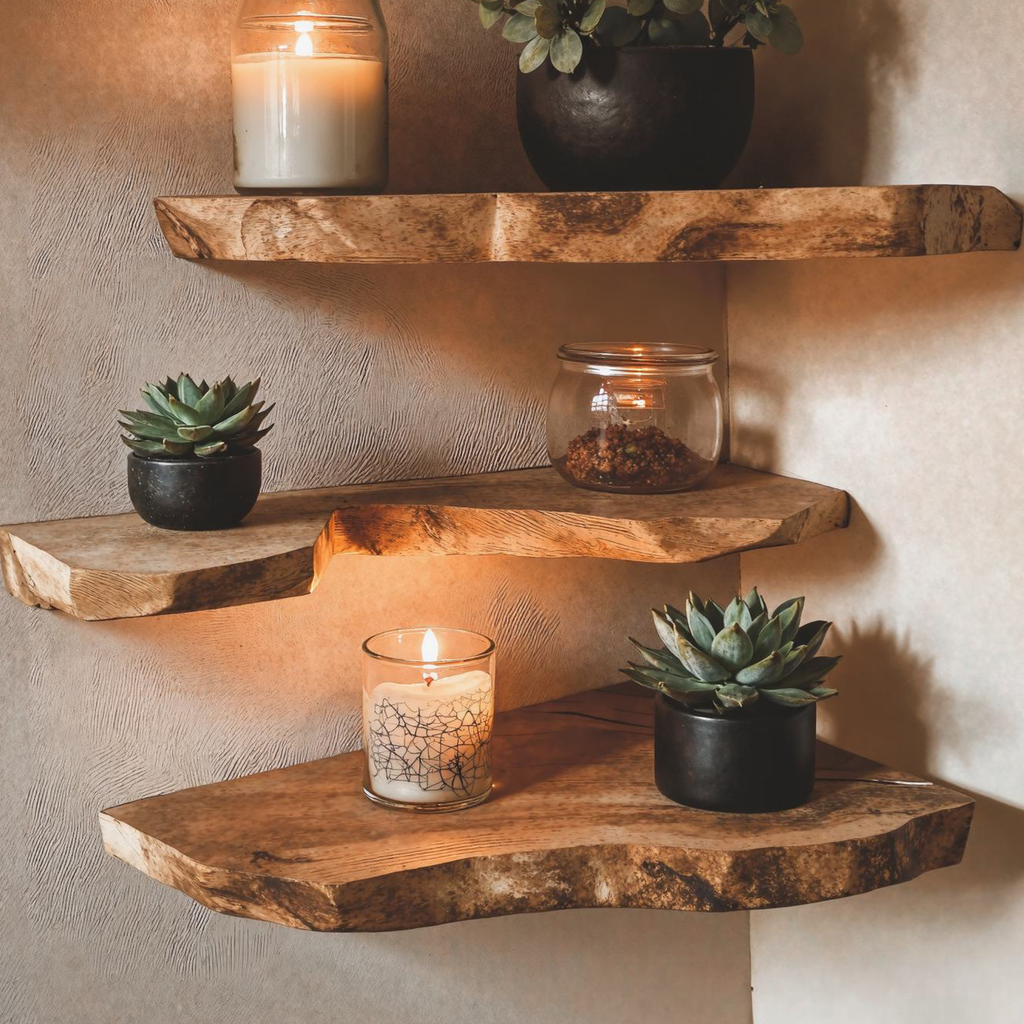 Live Edge Corner Bookshelf Decorations Wall CFSHCH023