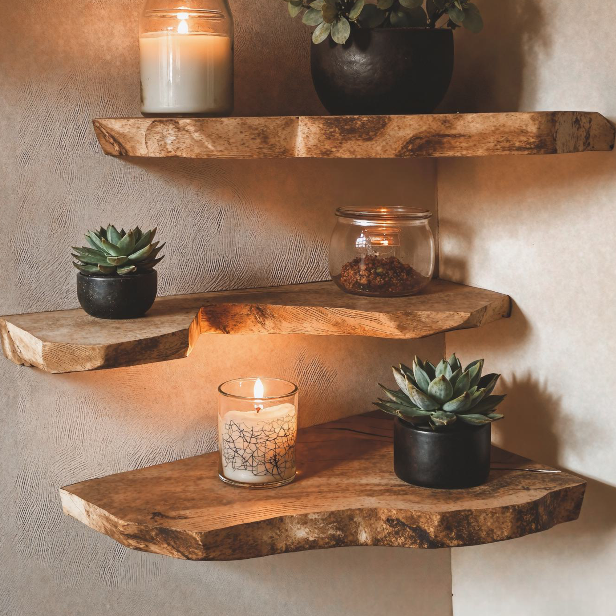 Live Edge Corner Bookshelf Decorations Wall CFSHCH023