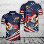 US Army 82nd Airborne Paratrooper, USA 250th Anniversary Polo Shirt