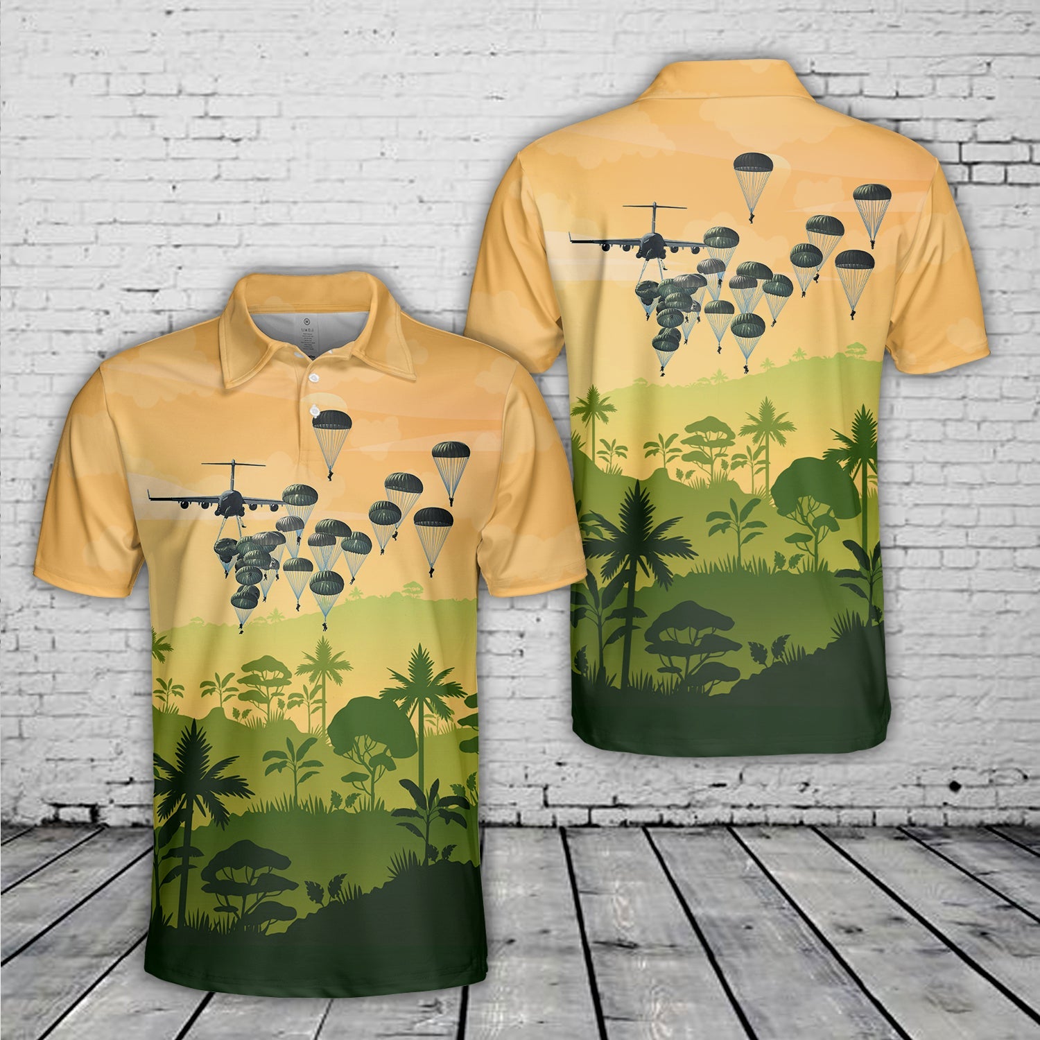 US Army Paratroopers With The 82nd Airborne Division Parachute Polo Shirt