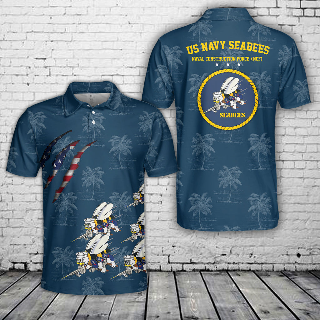 US Navy SEABEES Naval Construction Force (NCF) Polo Shirt