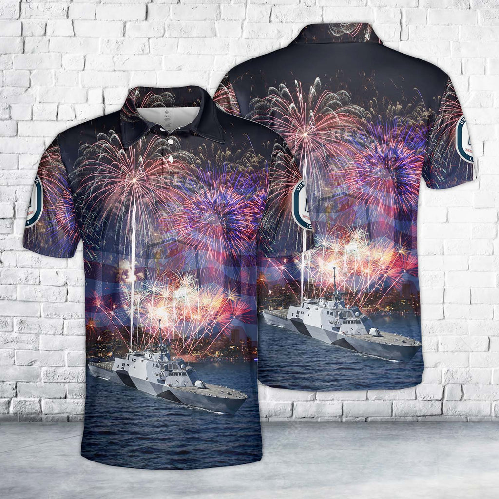 US Navy USS (LCS-1), 4th Of July Polo Shirt