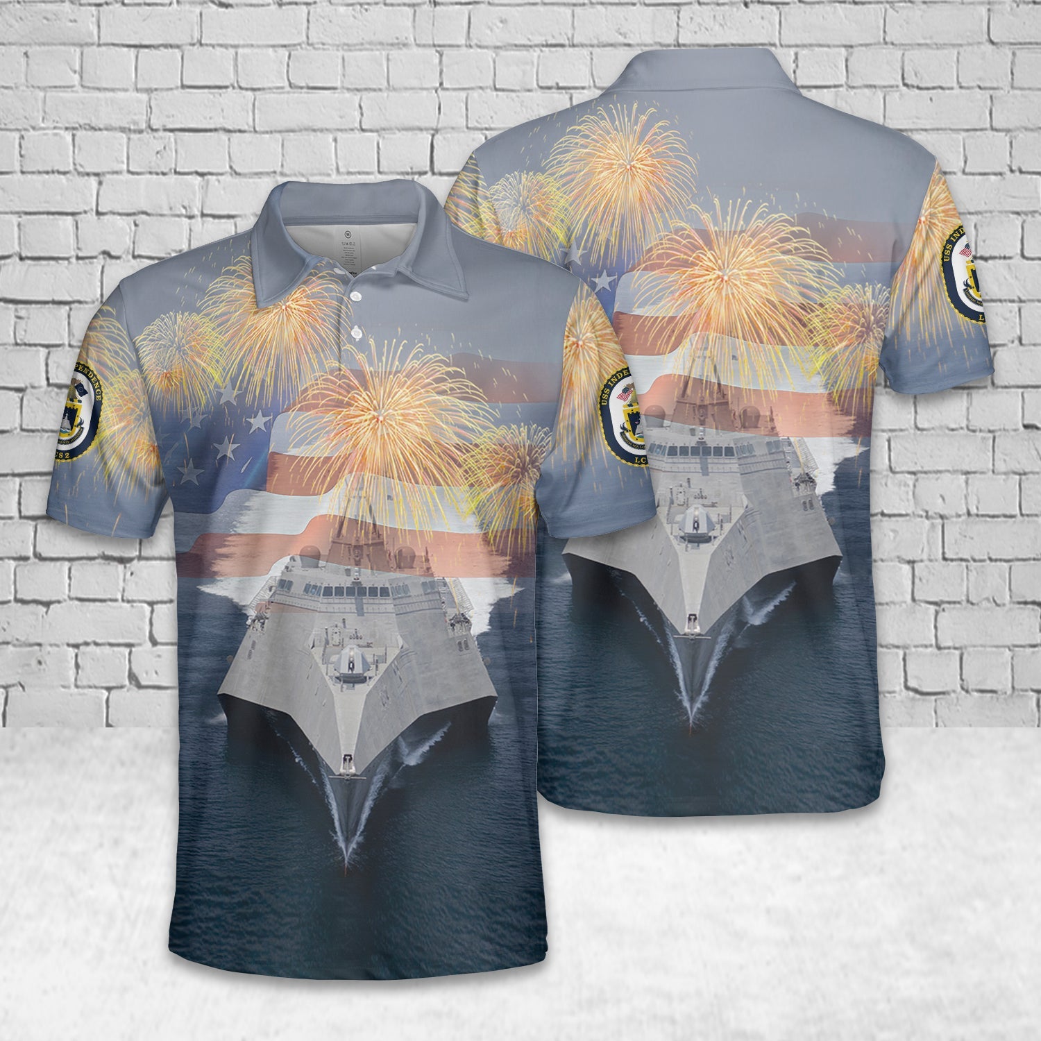 US Navy USS Independence (LCS-2), 4th Of July Polo Shirt