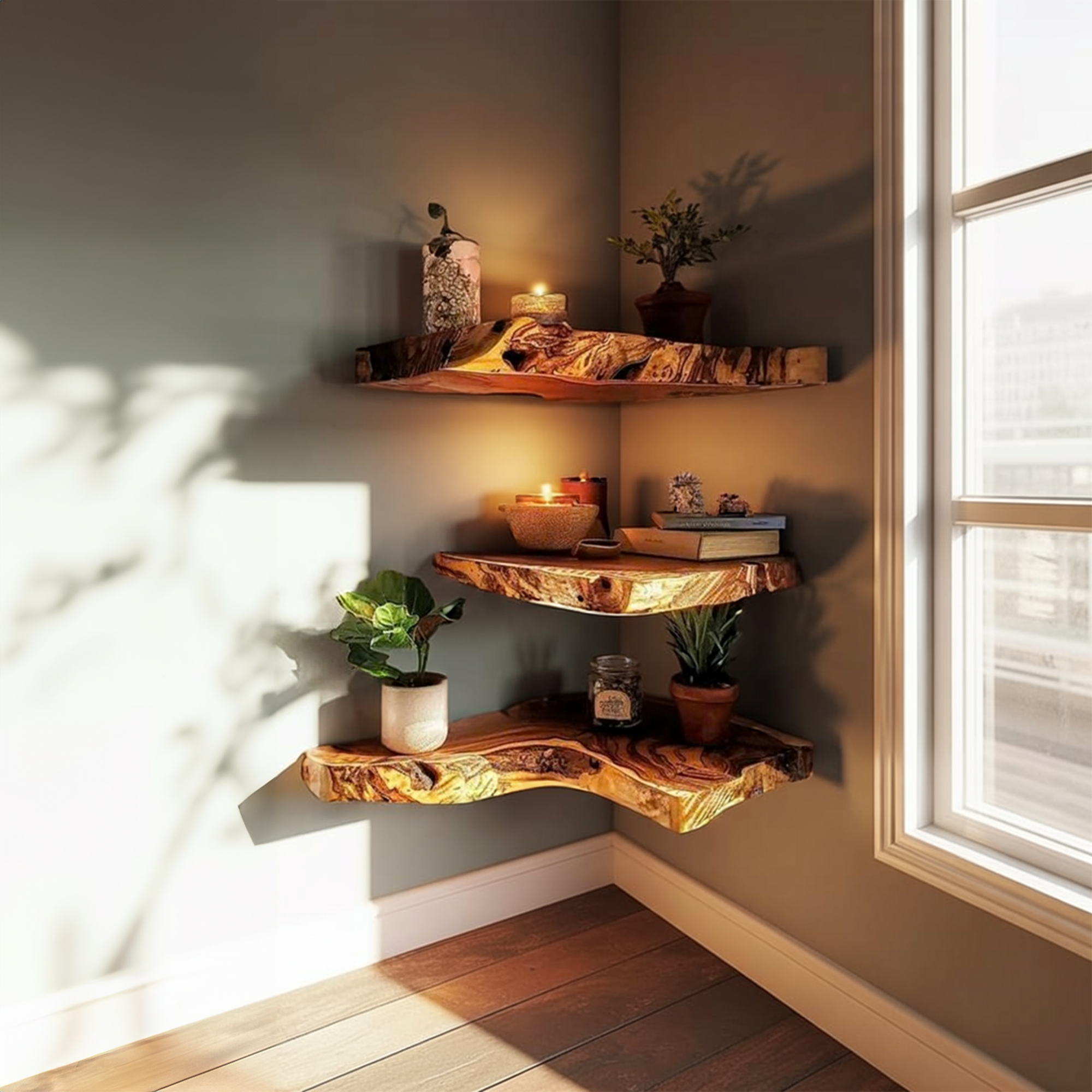 Rustic Corner Wall Shelf For Minimal Home Interior CFSHCH014