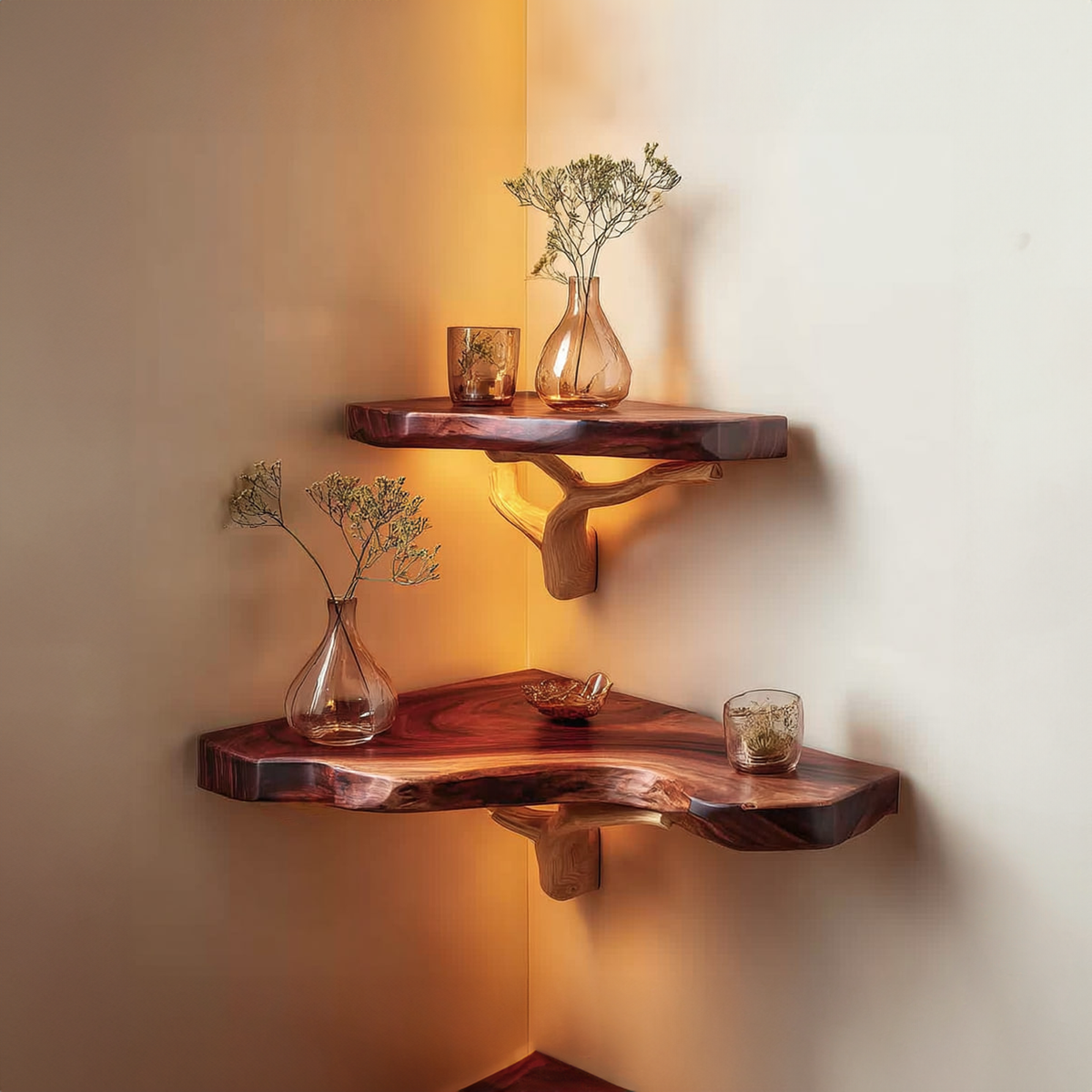 Rustic Corner Floating Shelf Living Room CFSHCH022