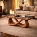 Sculptural Loop Solid Wood Coffee Table Warm Modern Living Room Interior CTHCH019