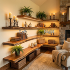 Modern Farmhouse Living Room Floating Wall Shelves Solid Wood WFSHCH021