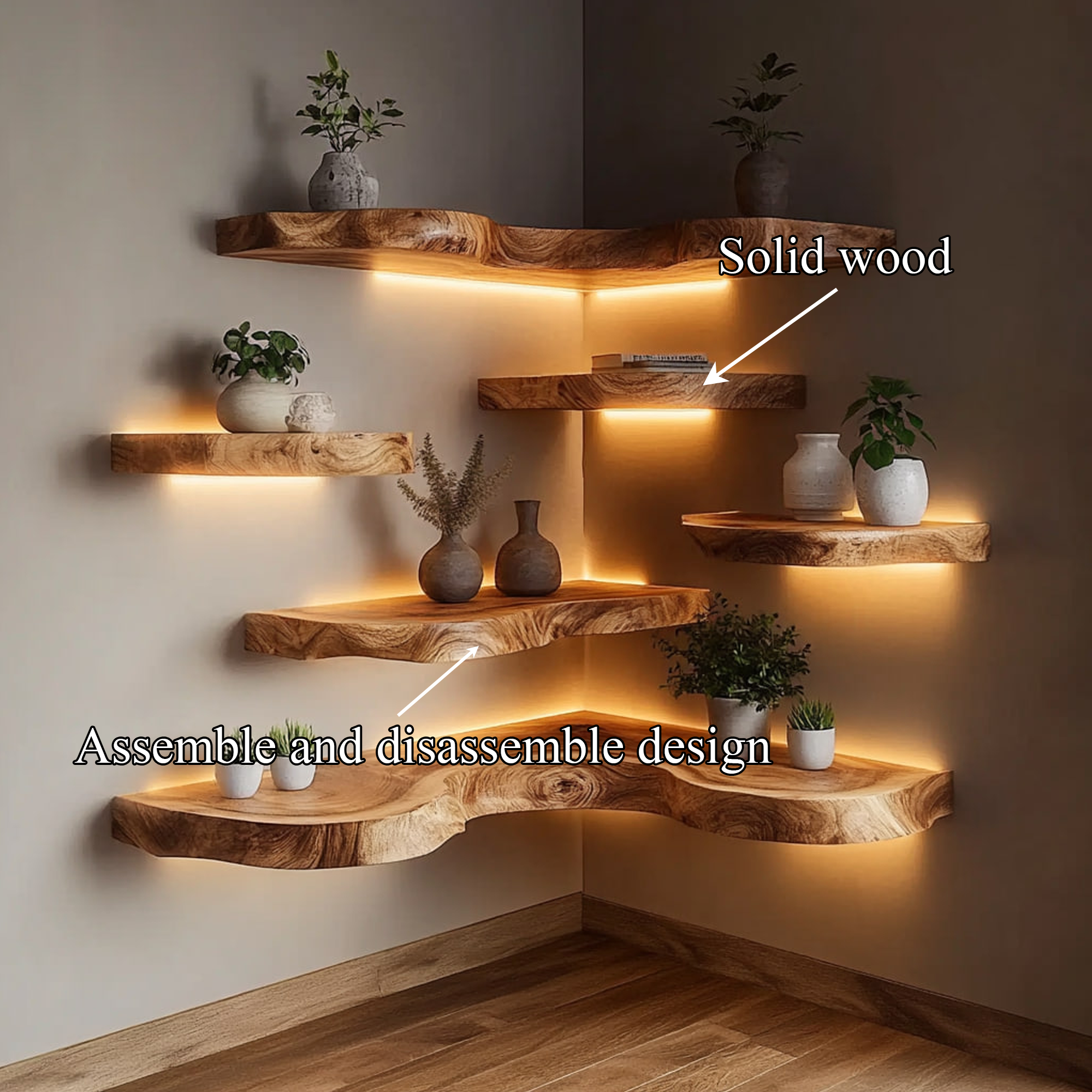 Rustic Floating Corner Shelf For Home Styling CFSHCH013