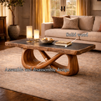 Sculptural Loop Solid Wood Coffee Table Warm Modern Living Room Interior CTHCH019