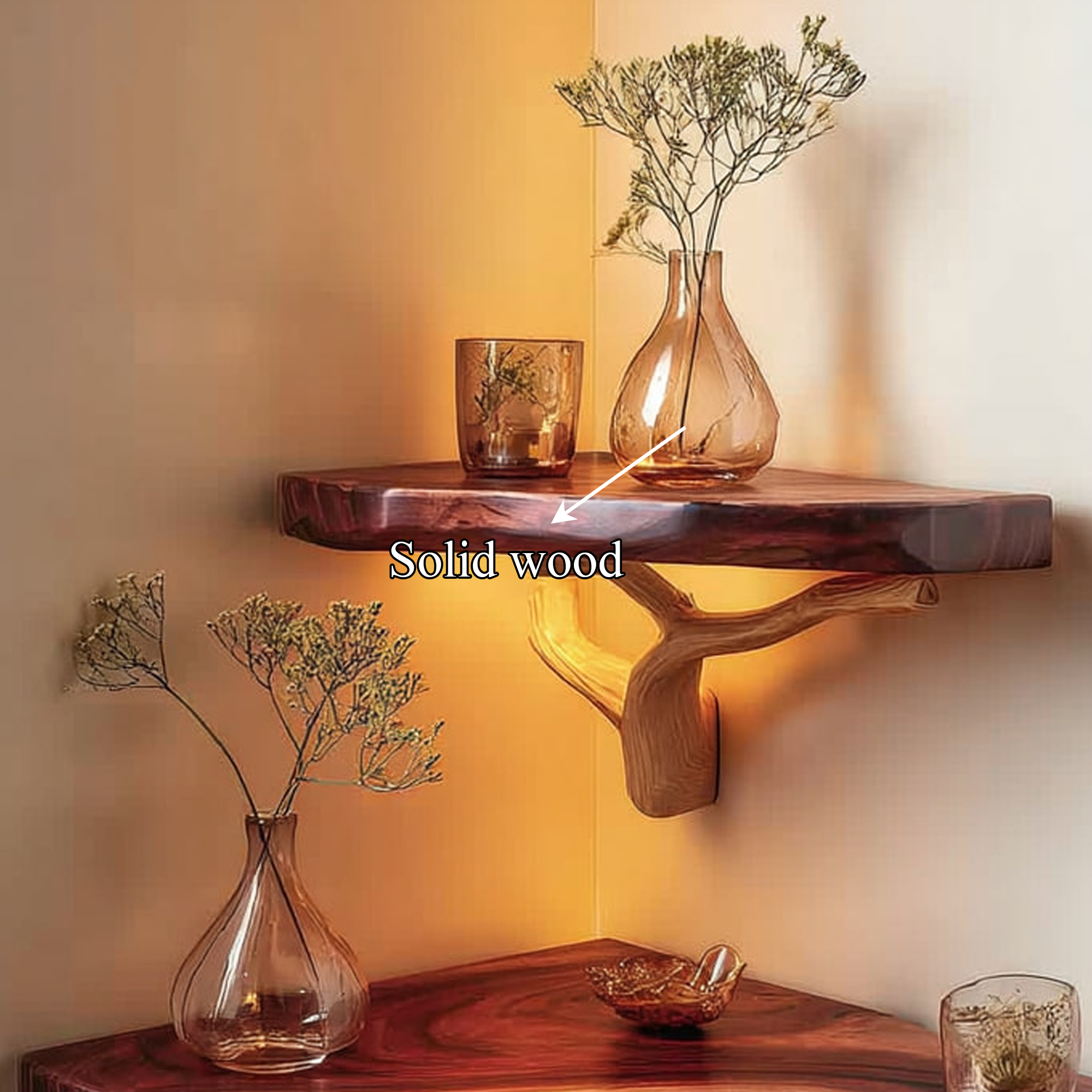 Rustic Corner Floating Shelf Living Room CFSHCH022