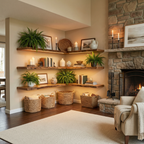 Modern Farmhouse Living Room Floating Wall Shelves Solid Wood WFSHCH021