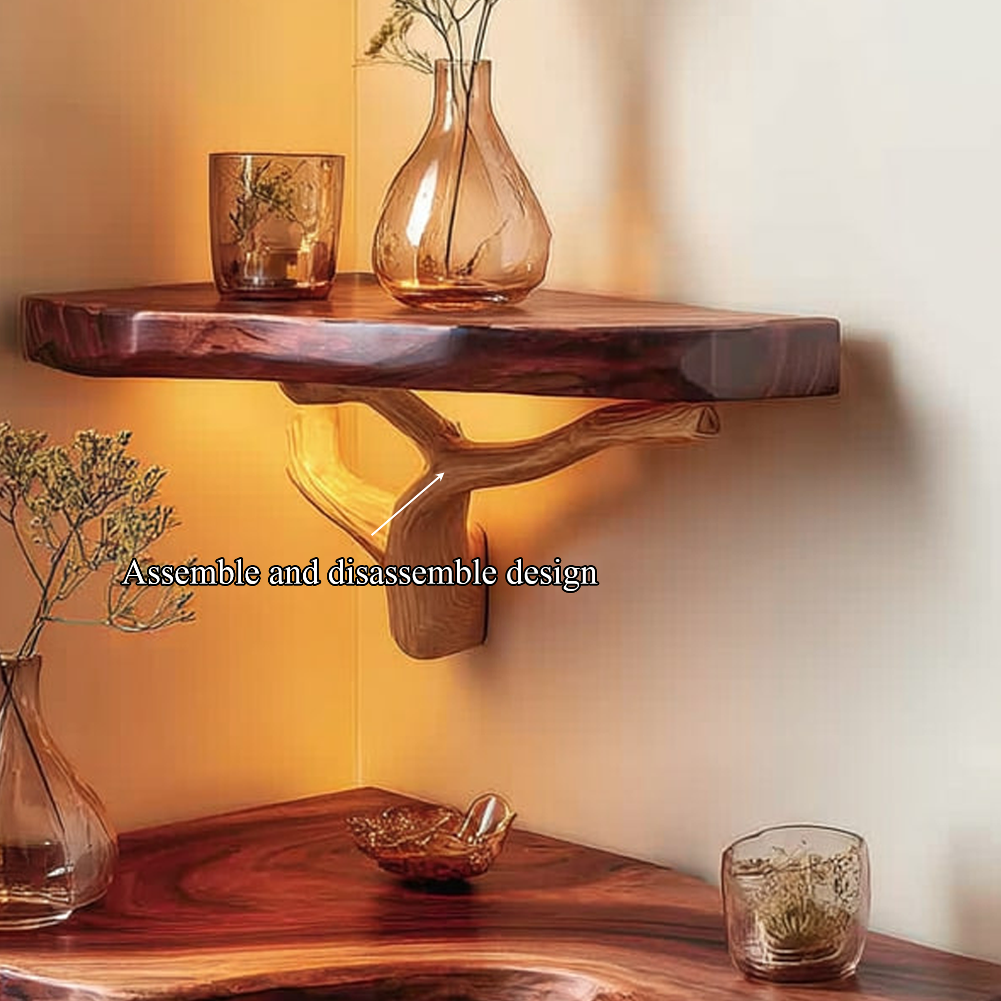 Rustic Corner Floating Shelf Living Room CFSHCH022