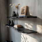 Rustic Modern Live Edge Wall Mounted Shelf Living Room Or Study Room WFSHCH023