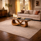 Sculptural Loop Solid Wood Coffee Table Warm Modern Living Room Interior CTHCH019