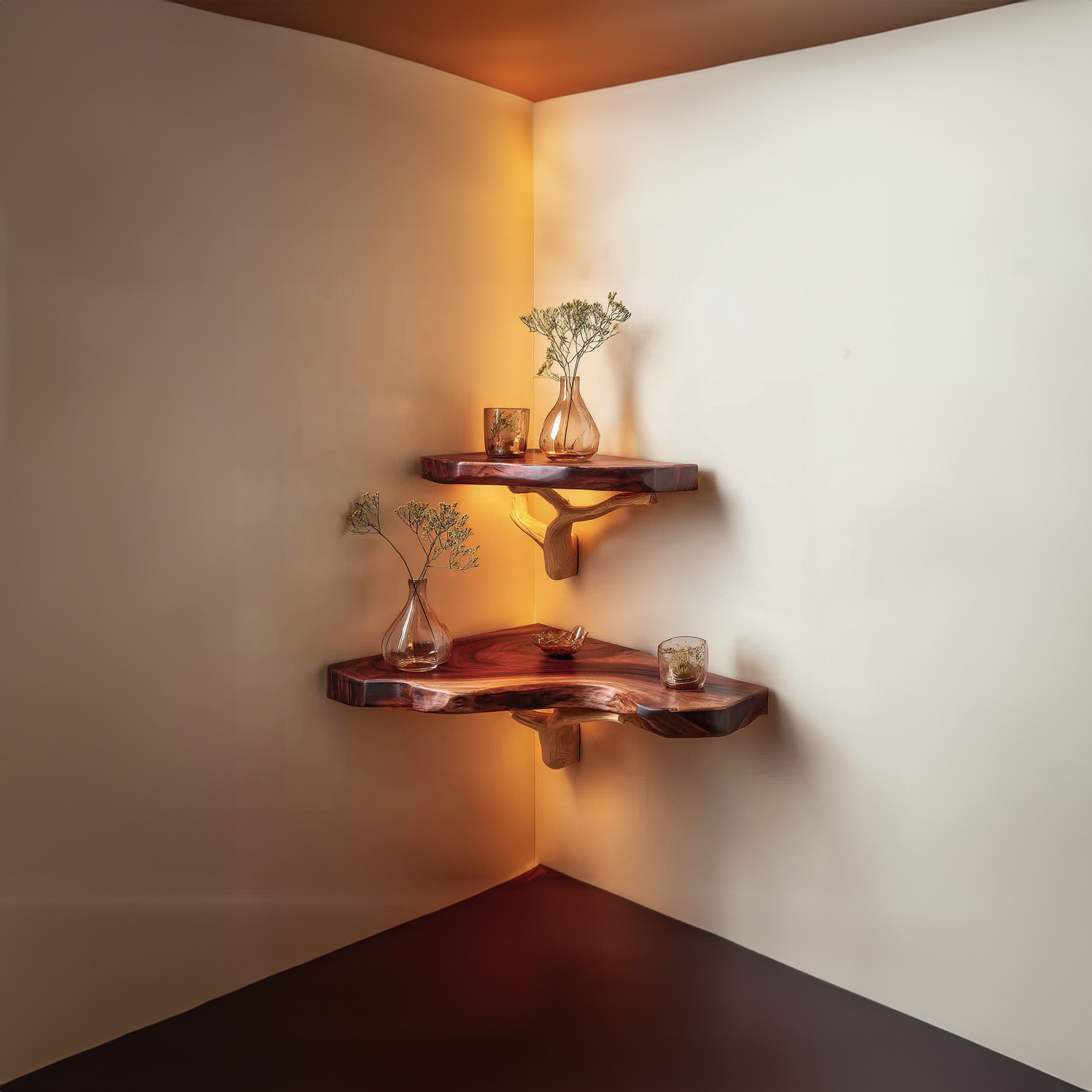 Rustic Corner Floating Shelf Living Room CFSHCH022