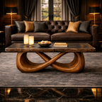 Sculptural Loop Solid Wood Coffee Table Warm Modern Living Room Interior CTHCH019