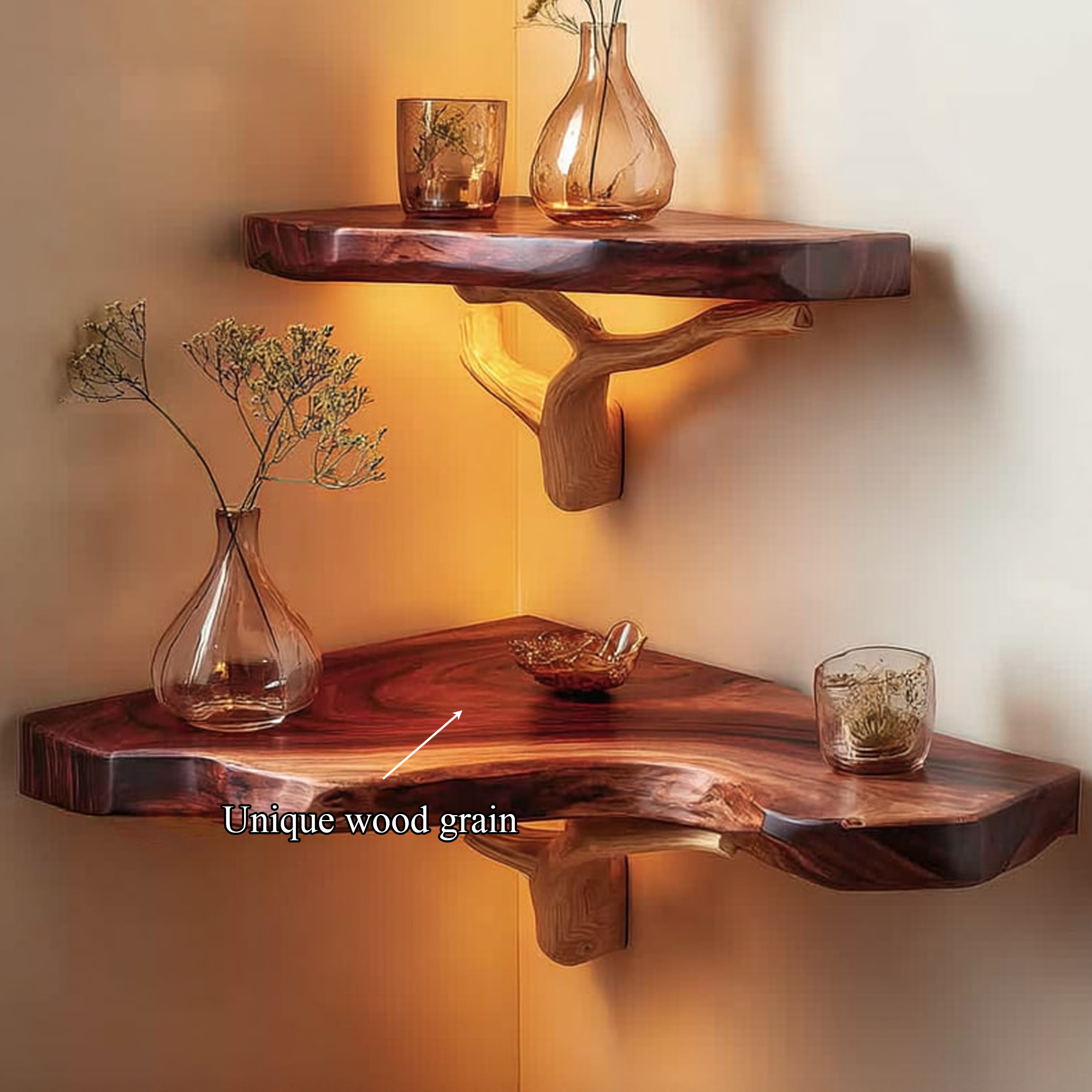Rustic Corner Floating Shelf Living Room CFSHCH022