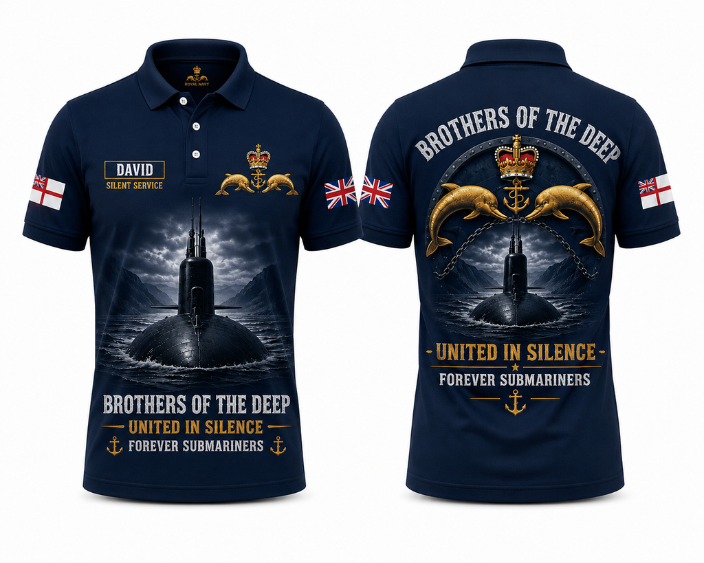 Custom Name Royal Navy Brothers Of The Deep Polo Shirt