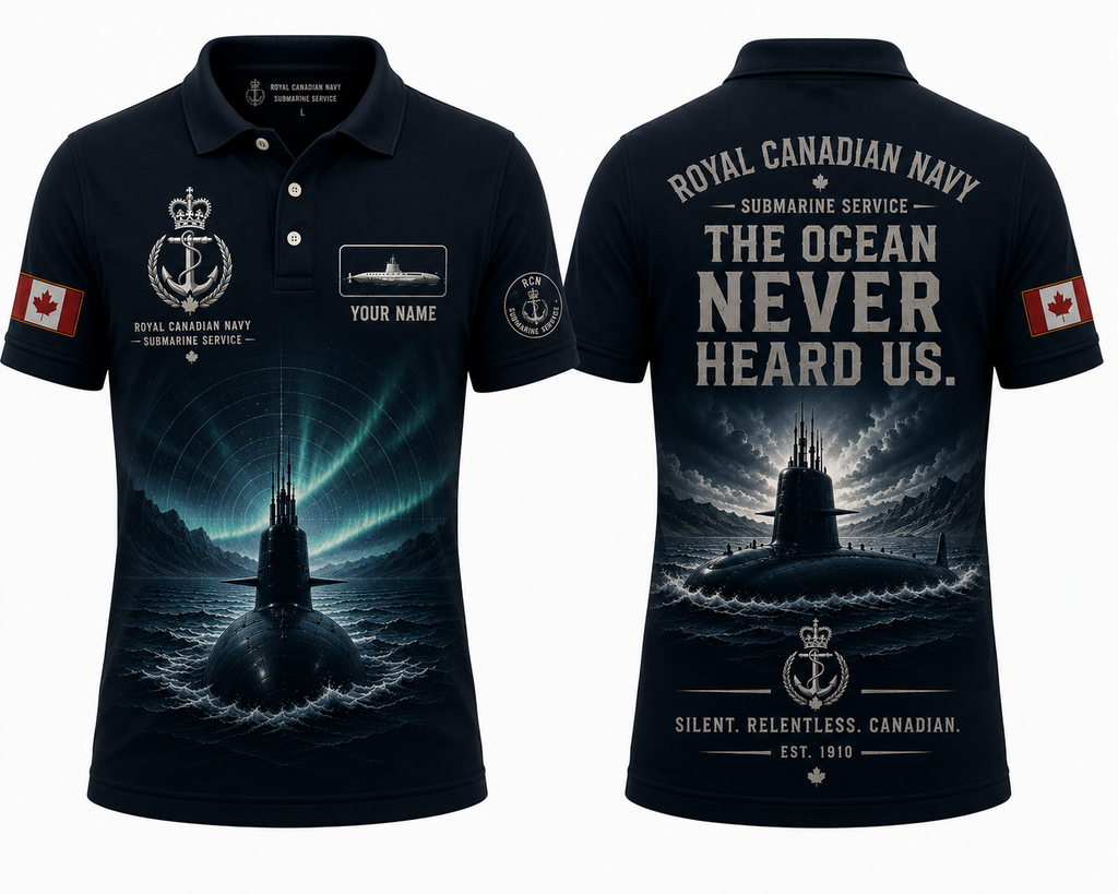 Royal Canadian Navy The Ocean Never Heard Us Polo Shirt - Silent Service Veteran Polo