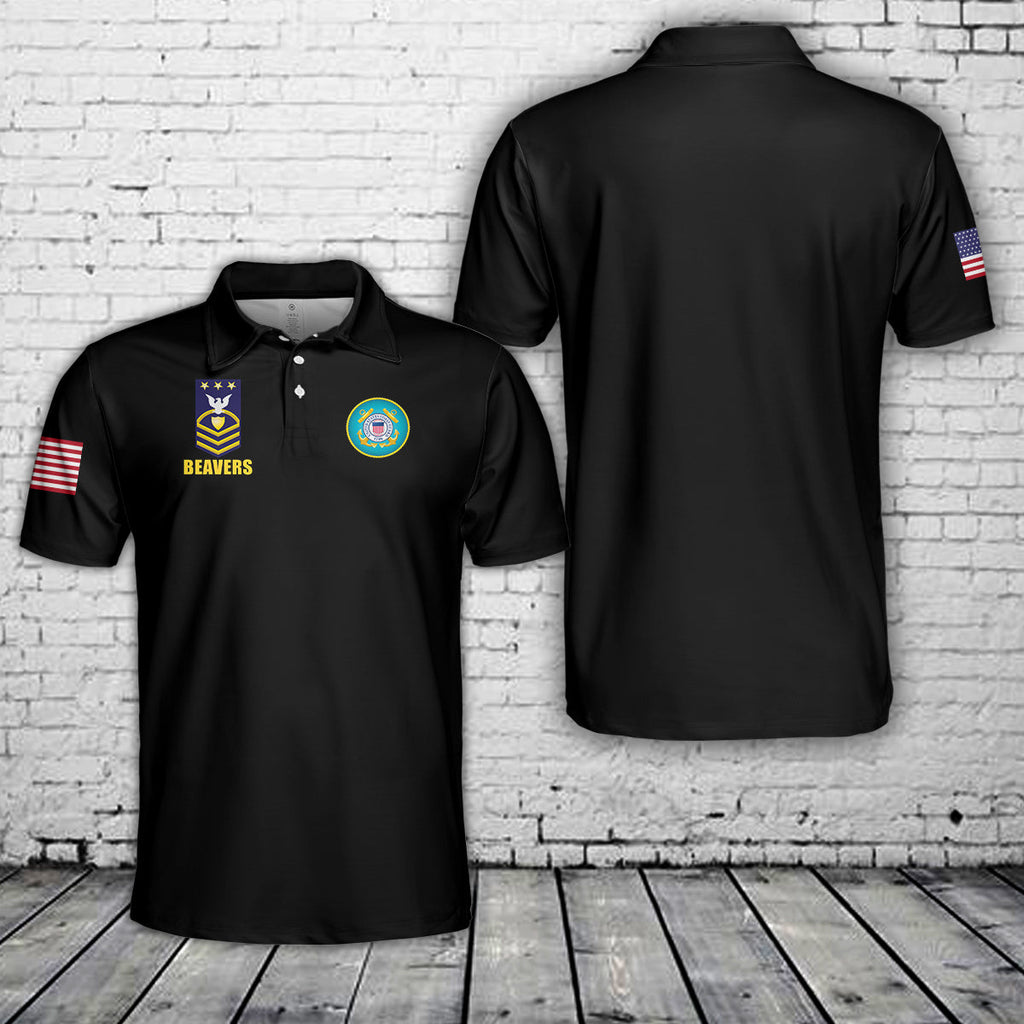 Custom Name & Rank US Coast Guard Polo Shirt
