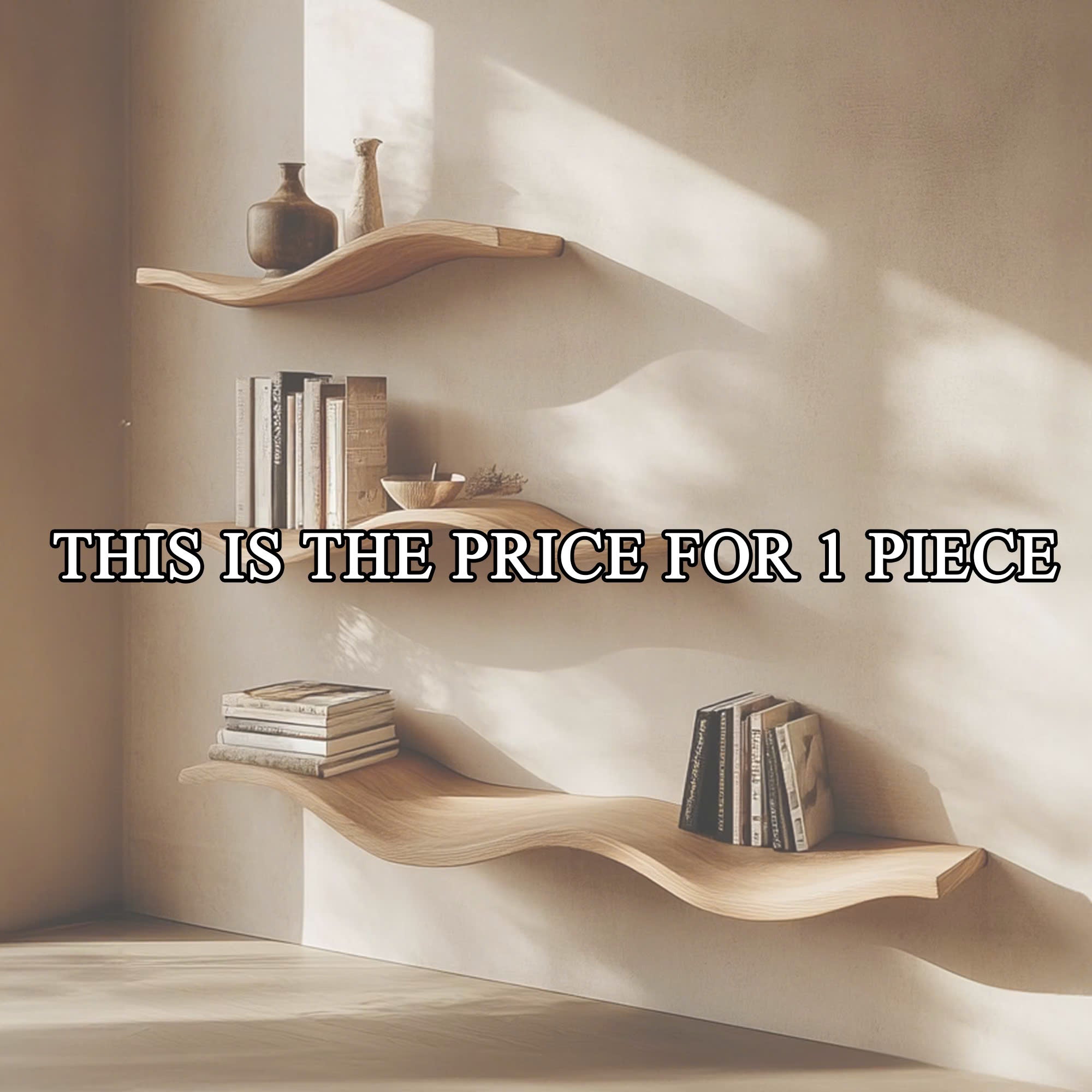 Wavy Wall Shelf Long Floating Shelf Bed Room Modern Design WFSHCH010