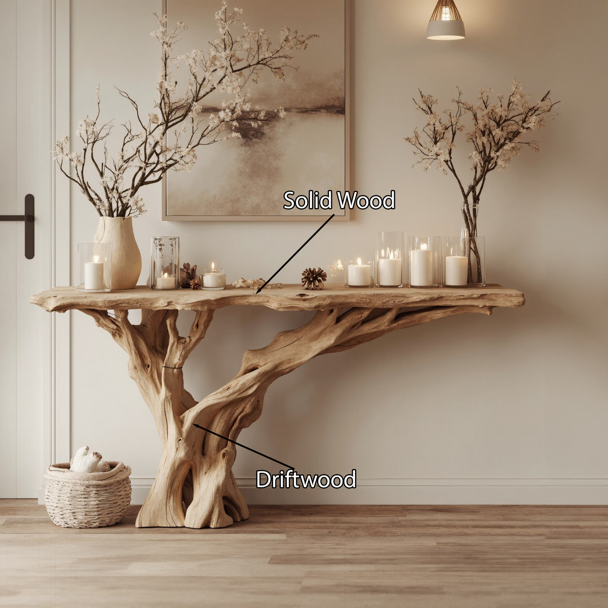 Narrow Floating Live Edge Console Table Home Decor CTHCH-013