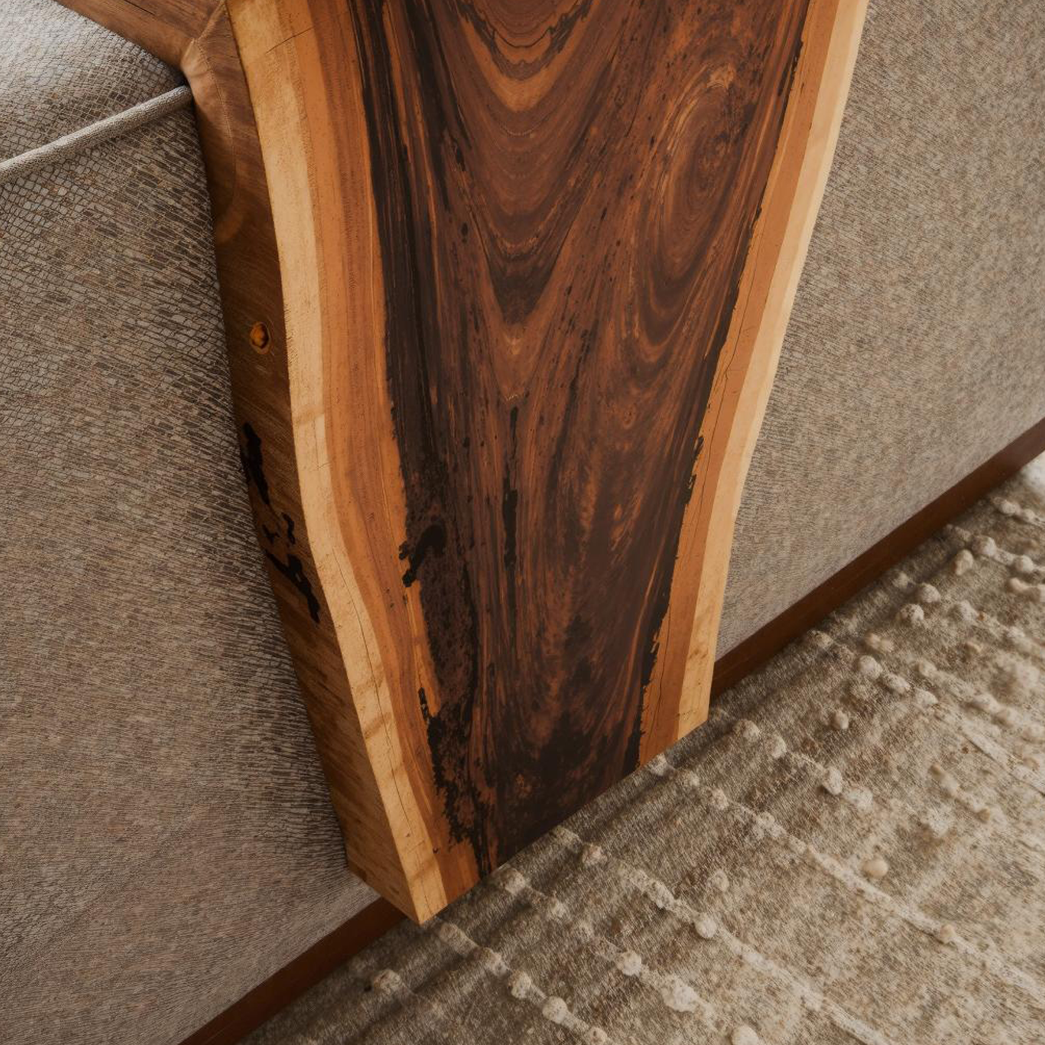Rustic Handcrafted Armrest Table For Sofa Storage And Decor ETHCH015