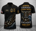 Custom Name Anchors Aweigh US Navy Chief Polo Shirt