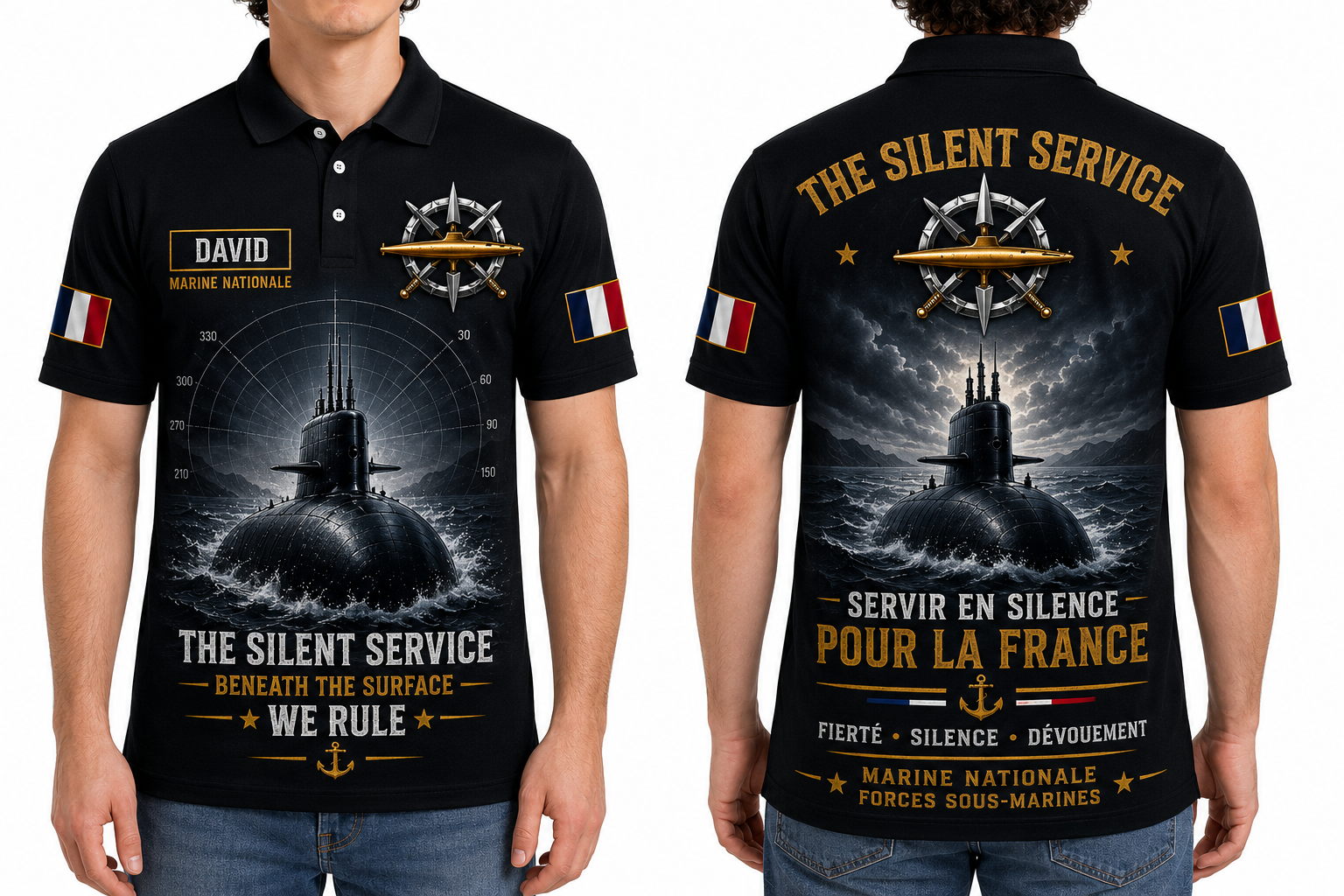 The Silent Service Beneath The Surface We Rule French Navy Submarine Polo Shirt