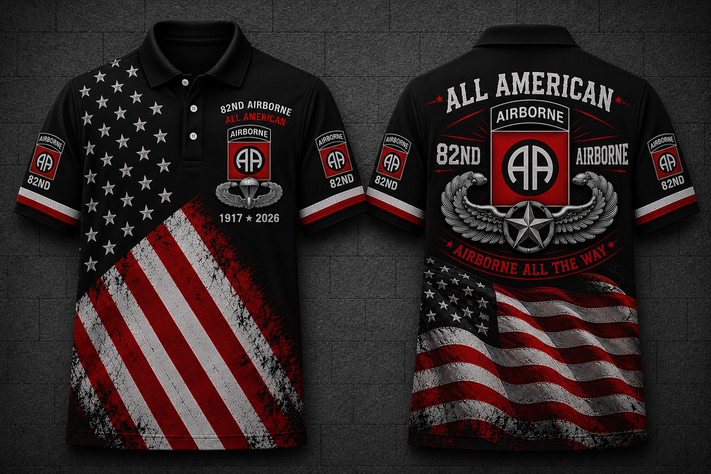 82nd Airborne Elite Polo Shirt - All American Airborne All The Way