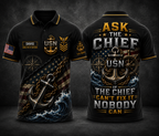 Custom Name Ask The Chief US Navy Chief Polo Shirt