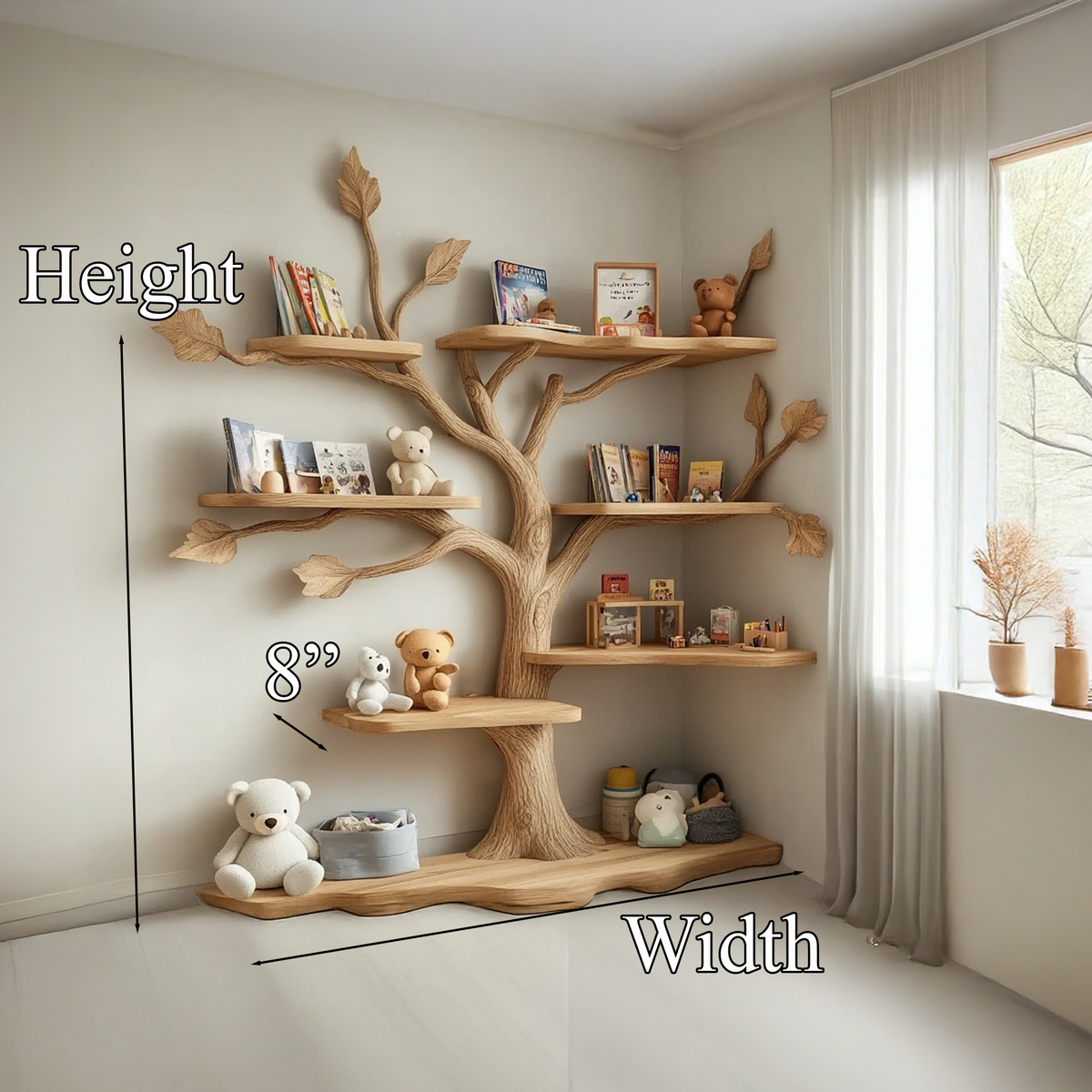 Tree Kids Bookshelf Natural Trees Handmade Baby Room Decor
