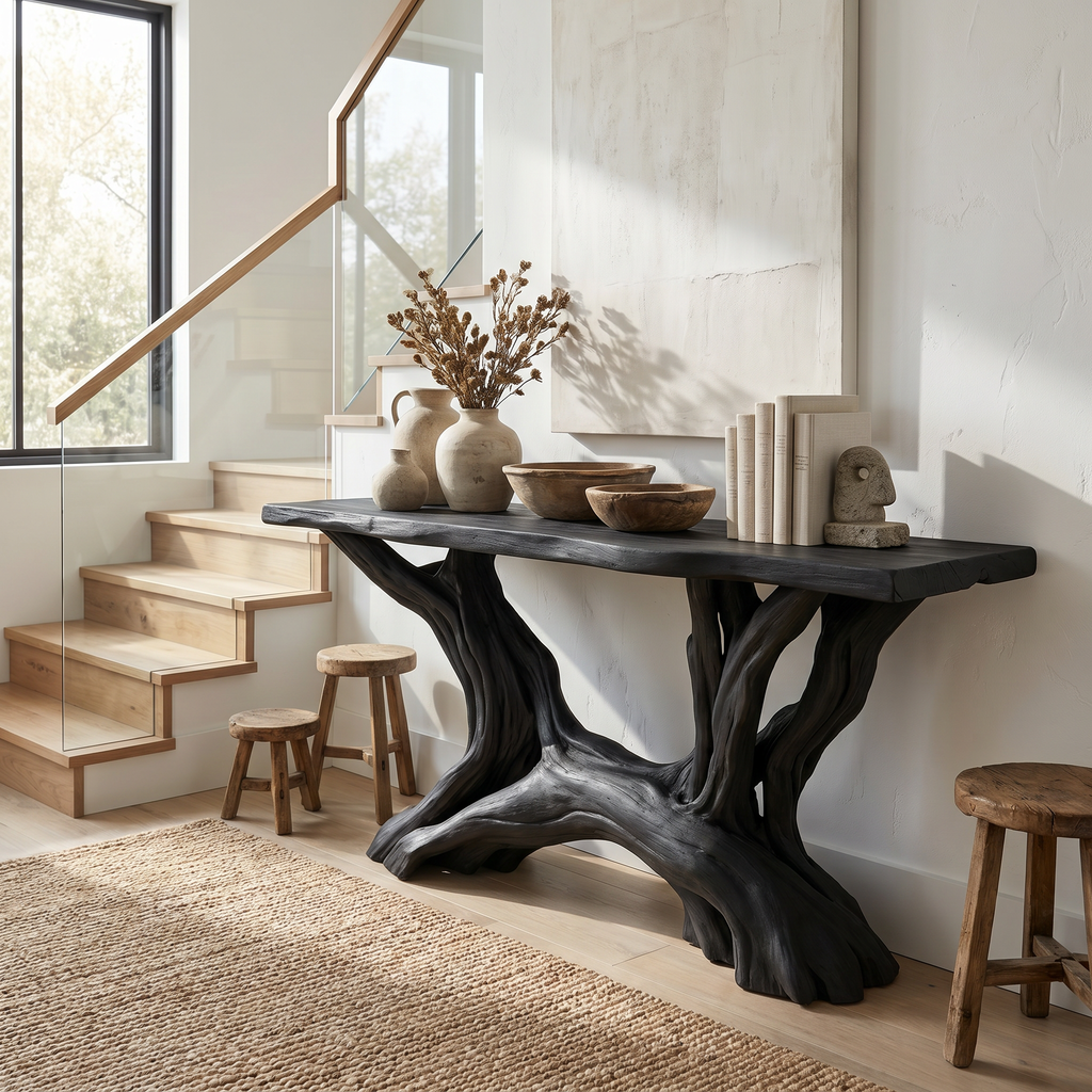Coastal Rustic Organic Console Table Living Room And Entryway CTHCH-019