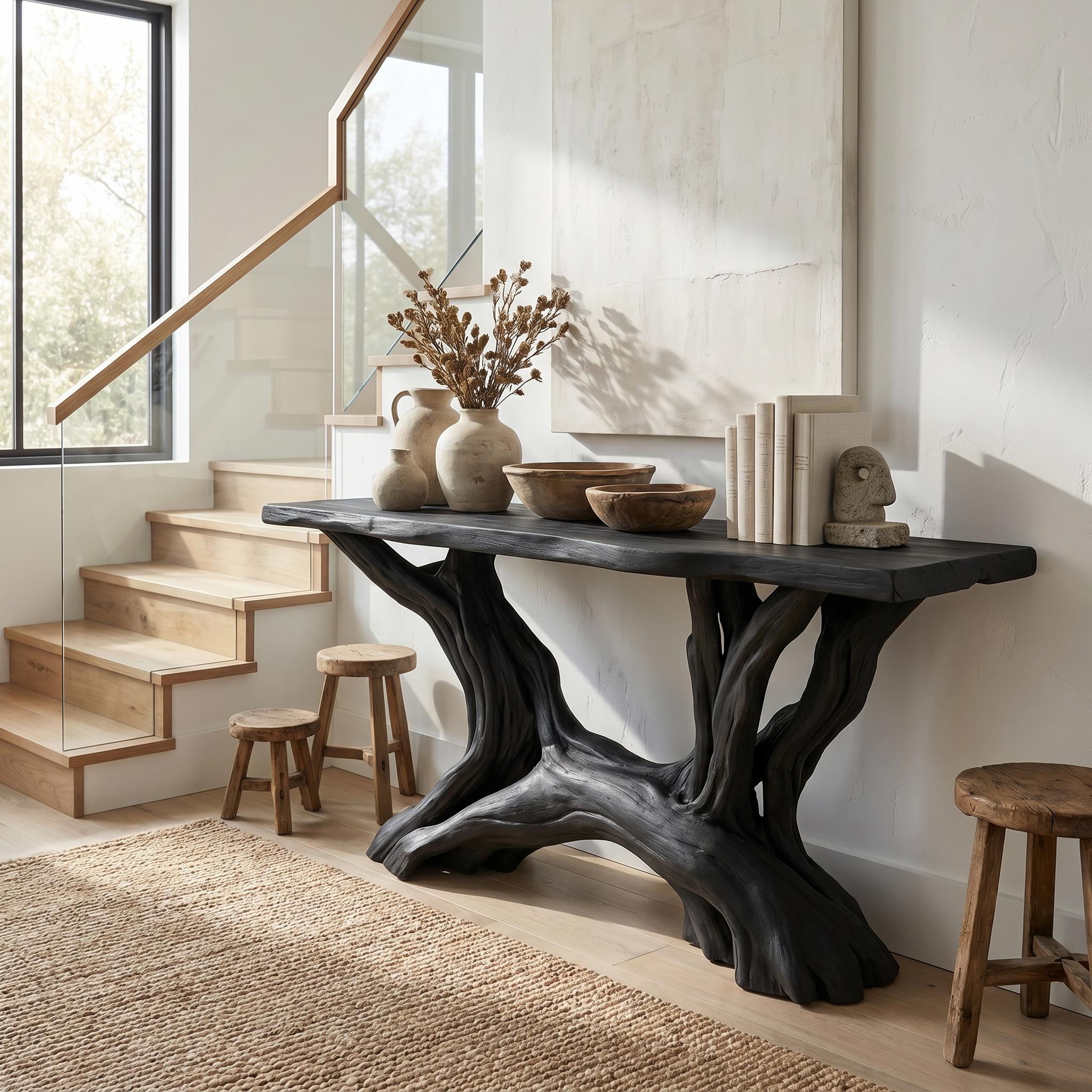 Coastal Rustic Organic Console Table Living Room And Entryway CTHCH-019