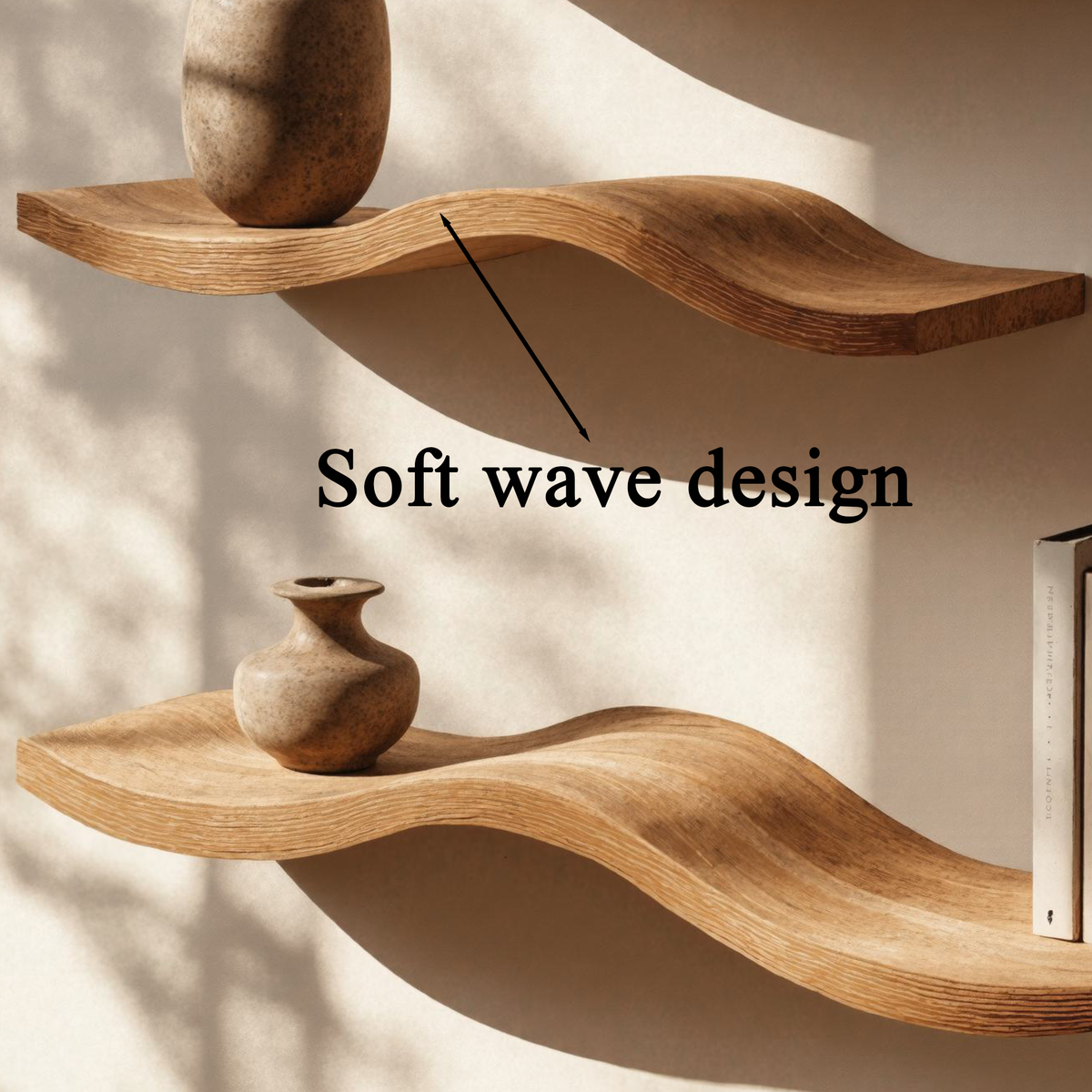Wavy Wood Floating Shelves Living Room Farmhouse Live Edge Shelf WFSHCH017