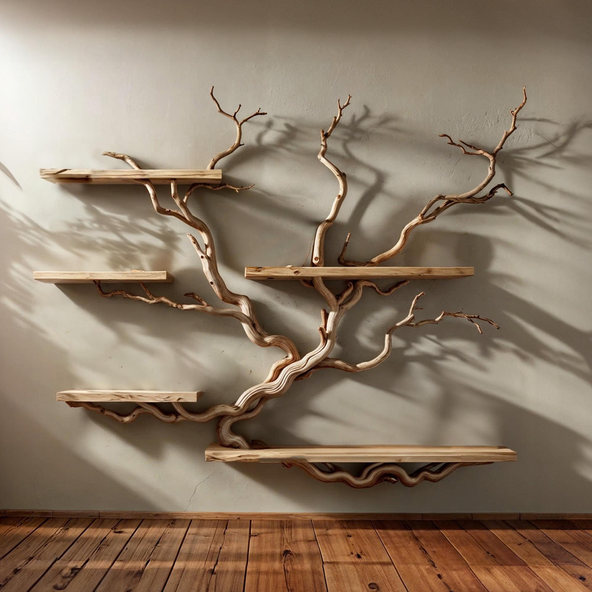 Tree Bookshelf Floating Shelves Driftwood Branch