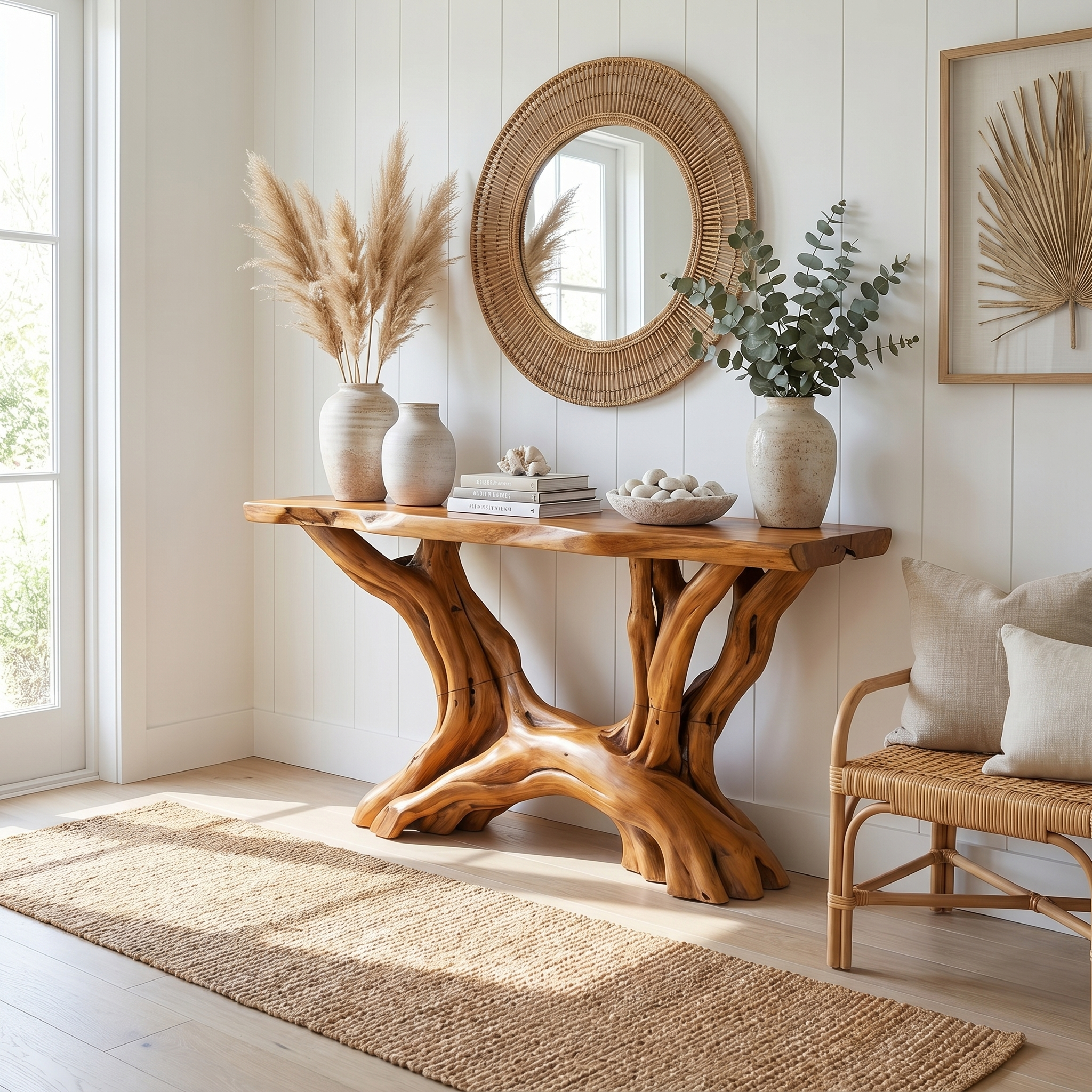 Coastal Rustic Organic Console Table Living Room And Entryway CTHCH-019