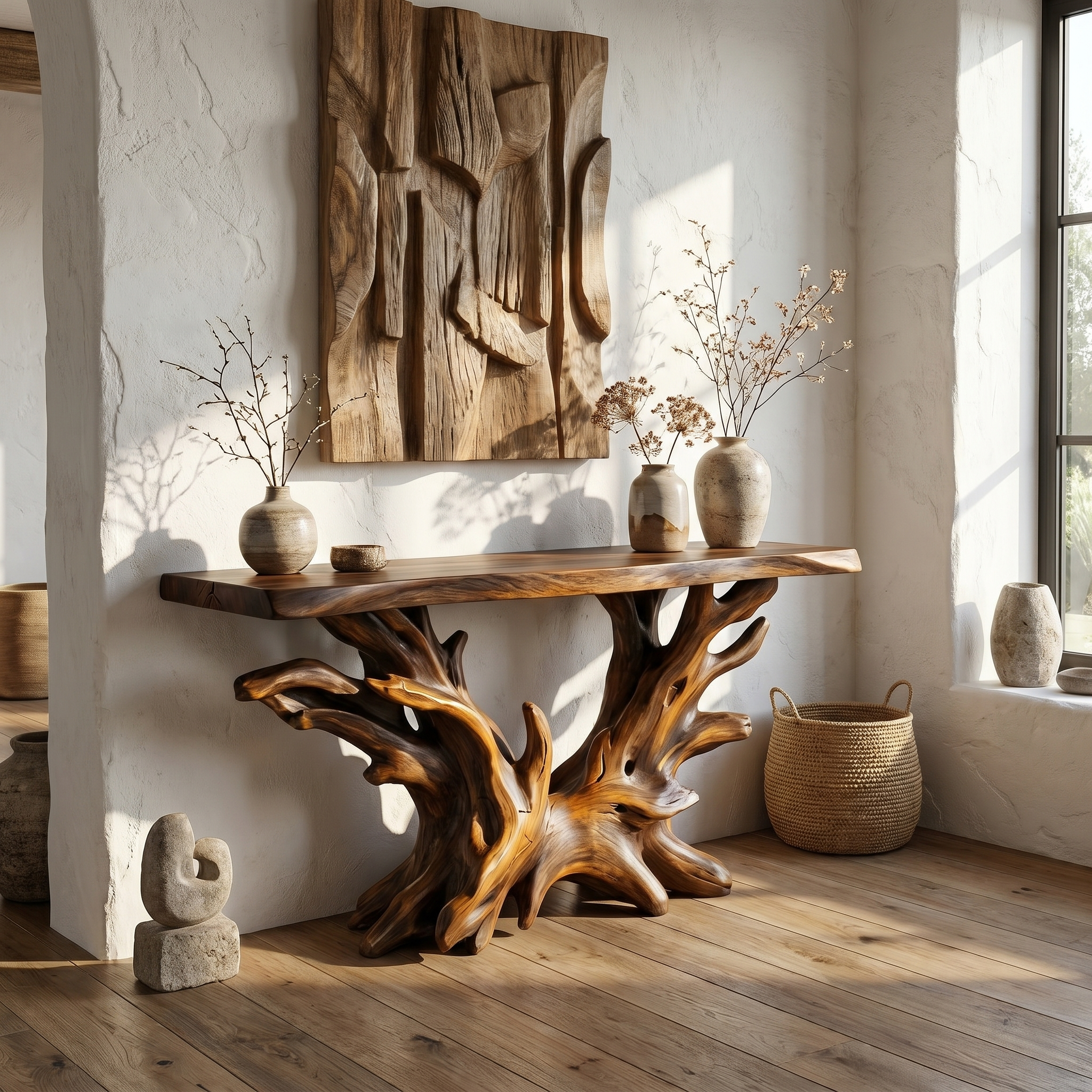 Coastal Rustic Organic Console Table Living Room And Bedroom CTHCH-023