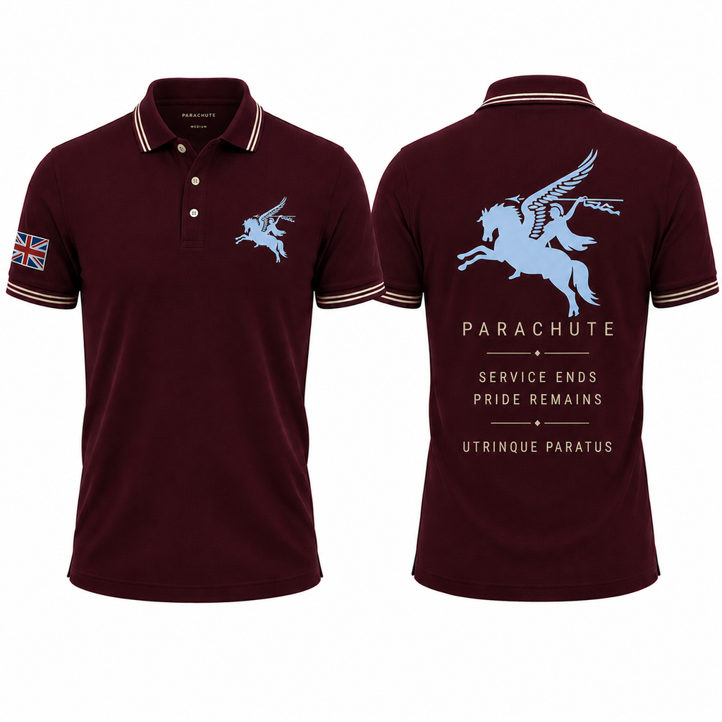British Parachute Regiment Pegasus Polo Shirt - Service Ends Pride Remains