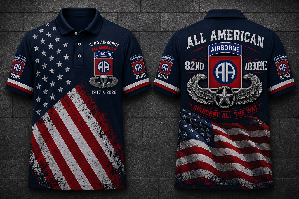 82nd Airborne Elite Polo Shirt - All American Airborne All The Way